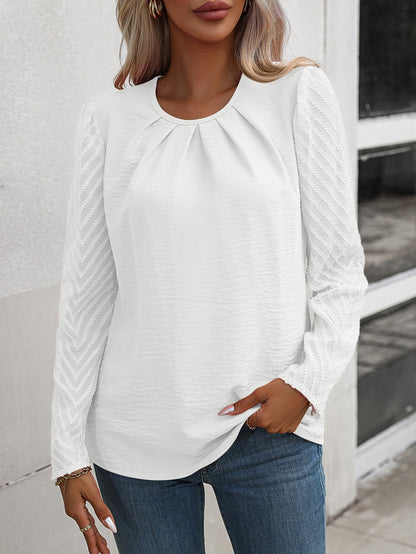Blusa Mujer Elegante Manga Larga Cuello Redondo