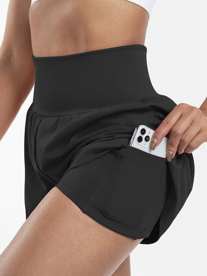 Pantalón corto deportivo mujer cintura alta con bolsillos