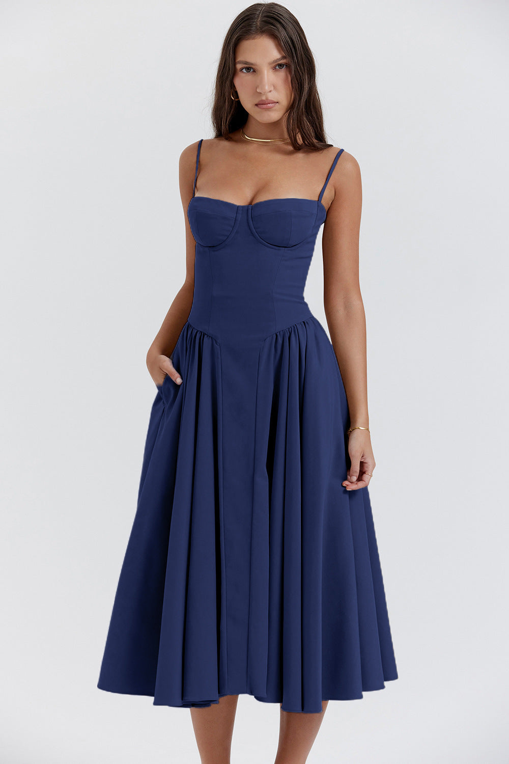 Vestido Midi Vintage Estilo Clásico