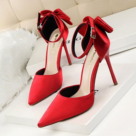 Zapatos de Tacón Alto Mujer Brillante Puntera Estrecha - Vestiria