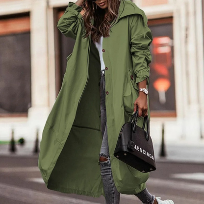 Abrigo Largo Mujer Capucha Oversize Abrigado