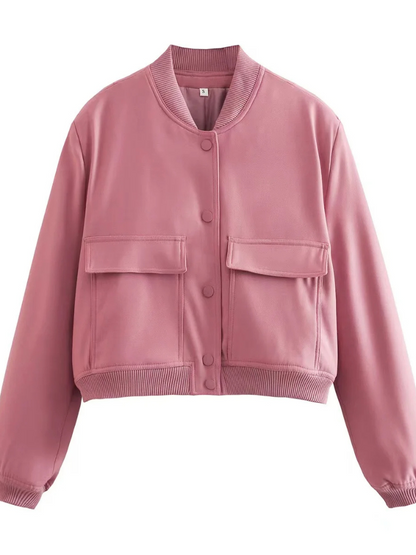 Chaqueta bomber mujer casual con bolsillos delanteros