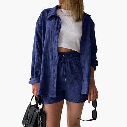 Traje de verano blusa y shorts ajustados