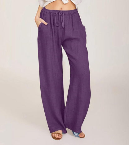Pantalones Mujer Cintura Alta y Rectos Ligeros