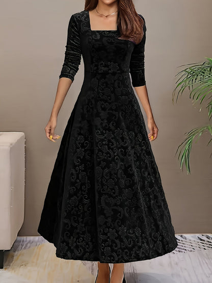 Vestido Fiesta Mujer Elegante Cuello Cuadrado