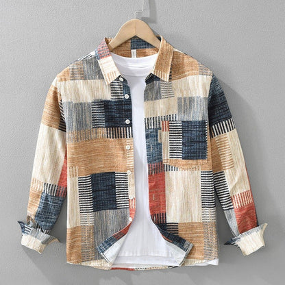 Camisa Hombre Algodón Estampado Colorida Casual - Vestiria