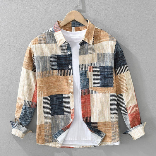 Camisa Hombre Algodón Estampado Colorida Casual - Vestiria