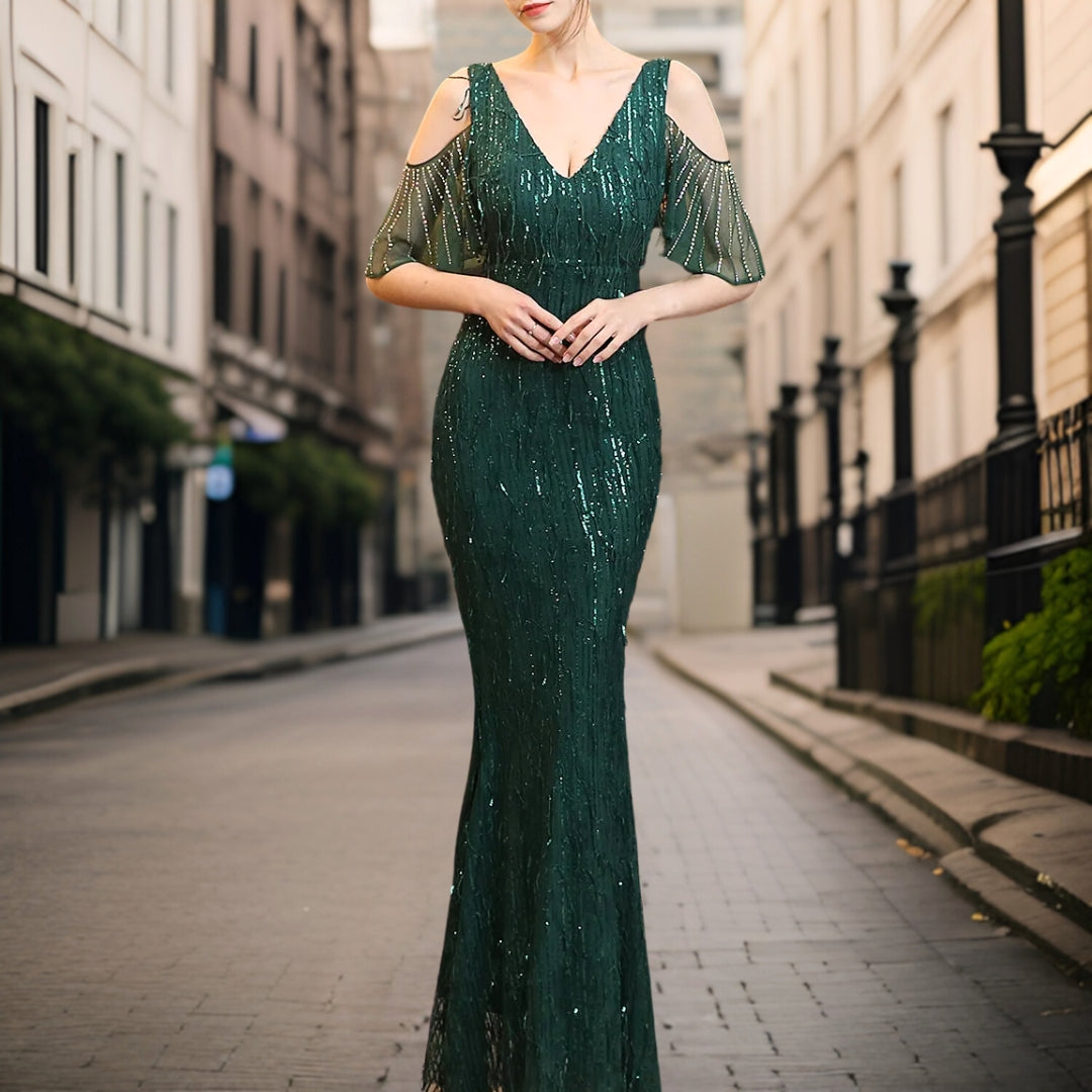Vestido de Noche Lentejuelas Elegante