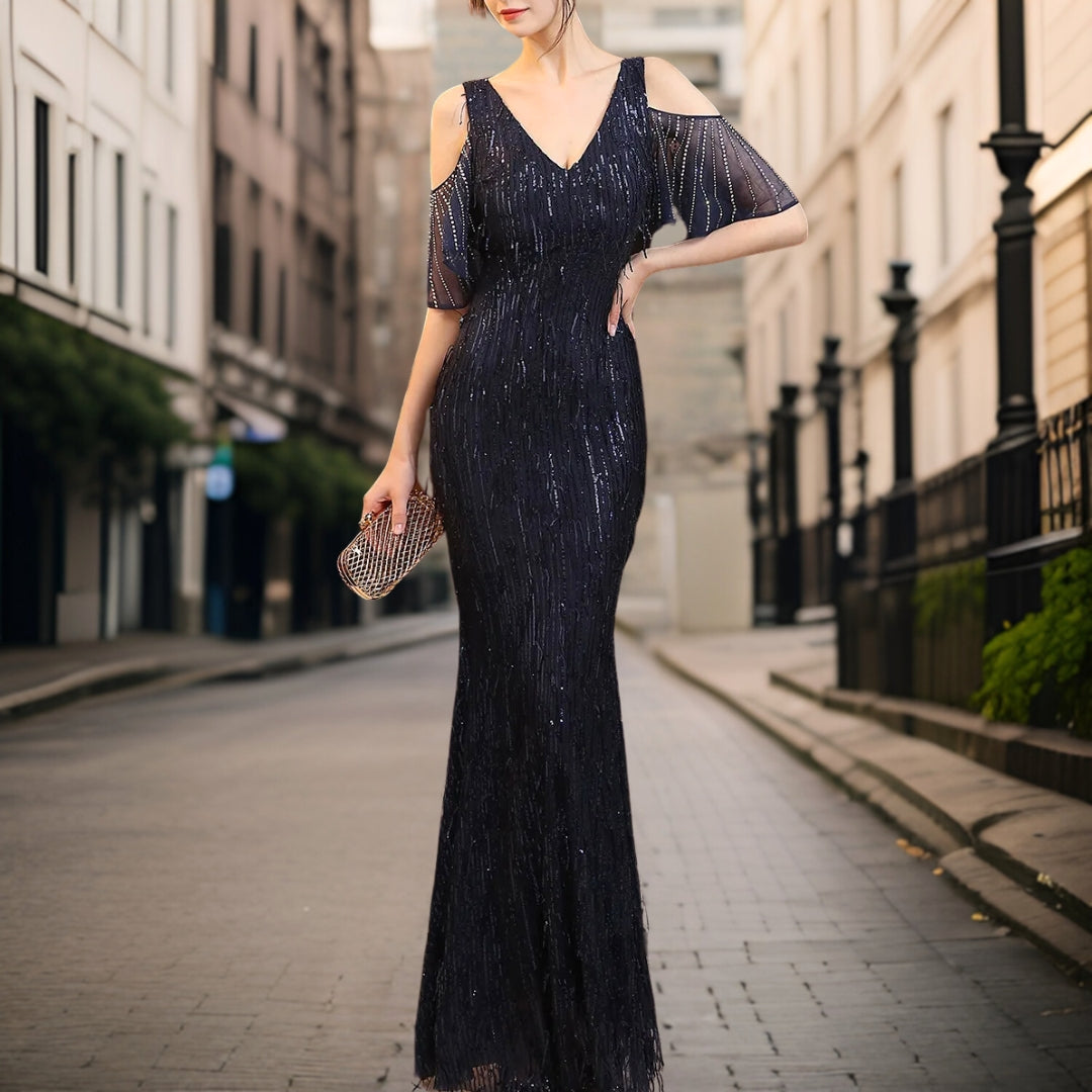 Vestido de Noche Lentejuelas Elegante