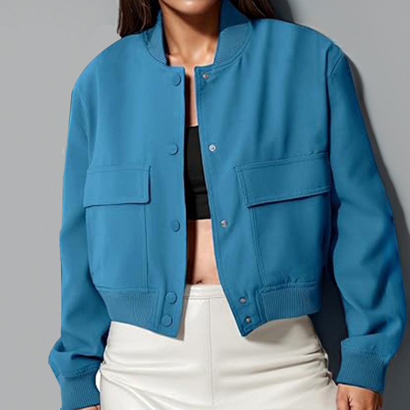 Chaquetilla Mujer Cuello Alto Bolsillos Grandes - Vestiria