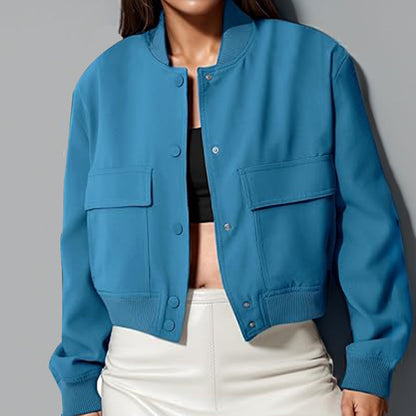 Chaquetilla Mujer Cuello Alto Bolsillos Grandes - Vestiria