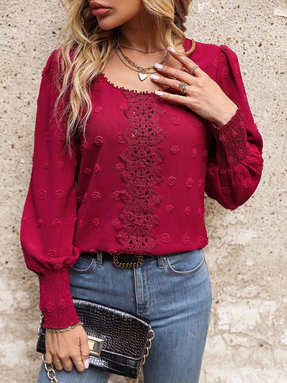 Blusa de Puntos Clásica Manga Larga