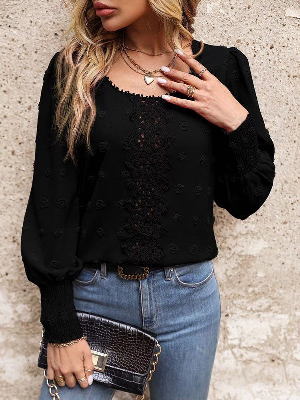 Blusa de Puntos Clásica Manga Larga - Vestiria