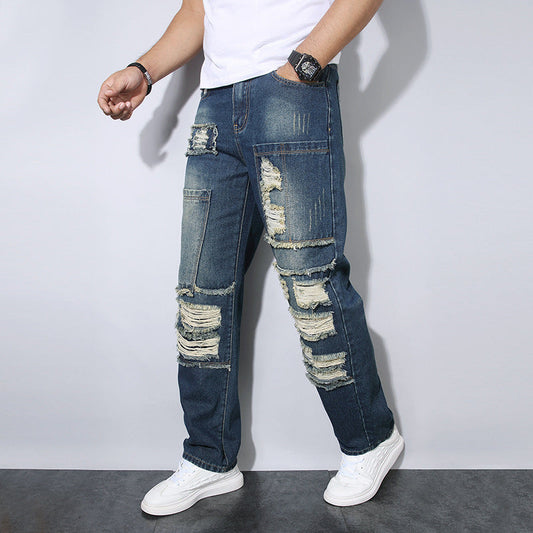 Pantalones Vaqueros Clásicos Desgastados Hombre - Vestiria
