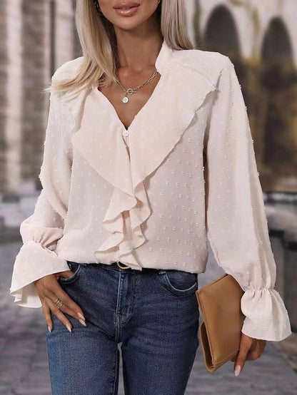 Blusa Mujer Elegante Manga Larga Lunares