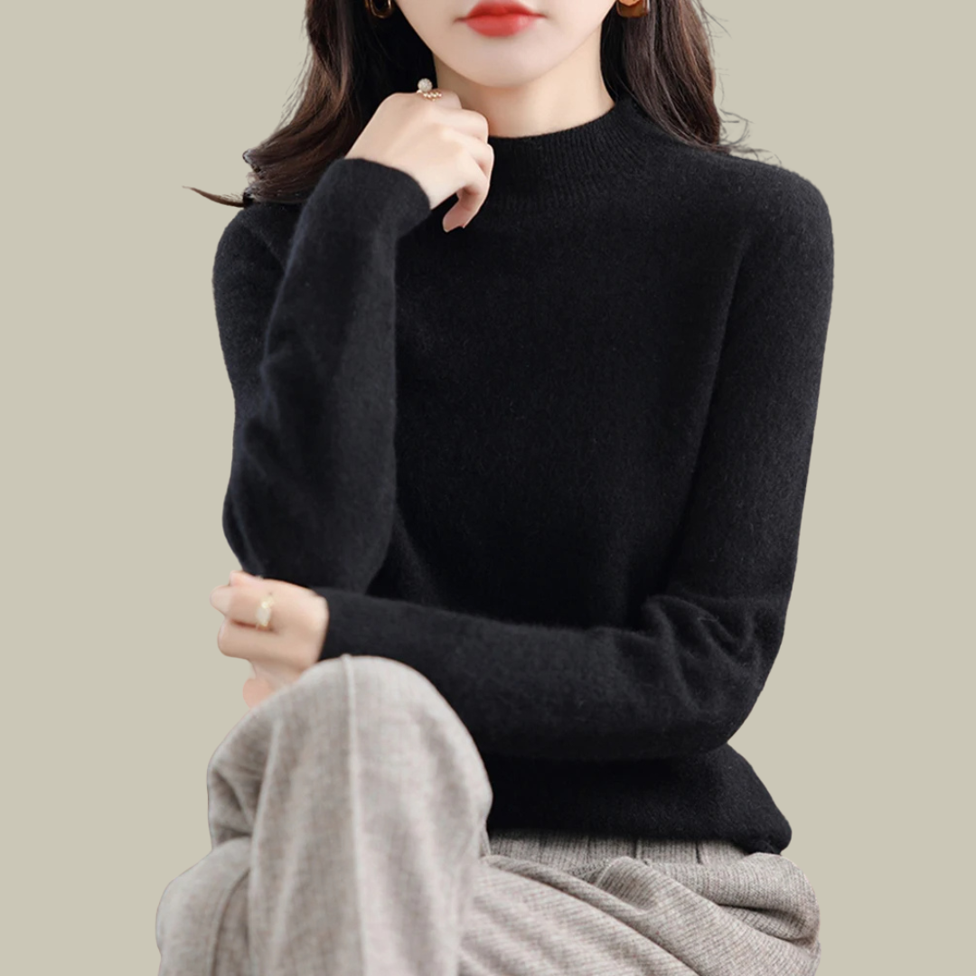 Jersey Mujer Lana Merino Cuello Alto Abrigado