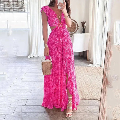 Vestido de Verano Largo Floral Elegante - Vestiria