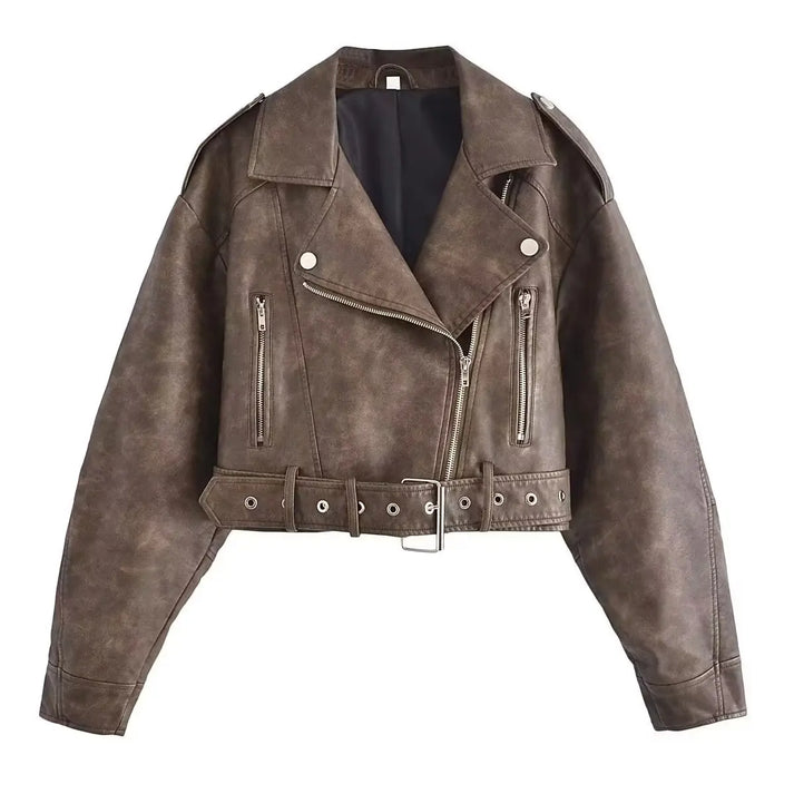 Chaqueta Cuero Mujer Corte Clásico - Vestiria