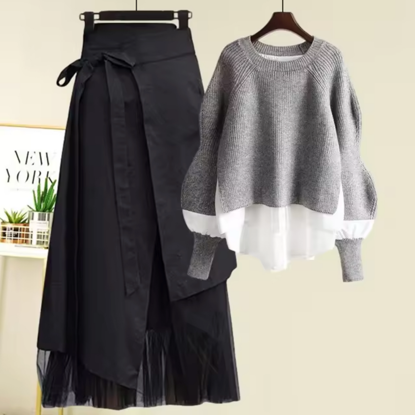 Conjunto Falda y Jersey de Punto Suave