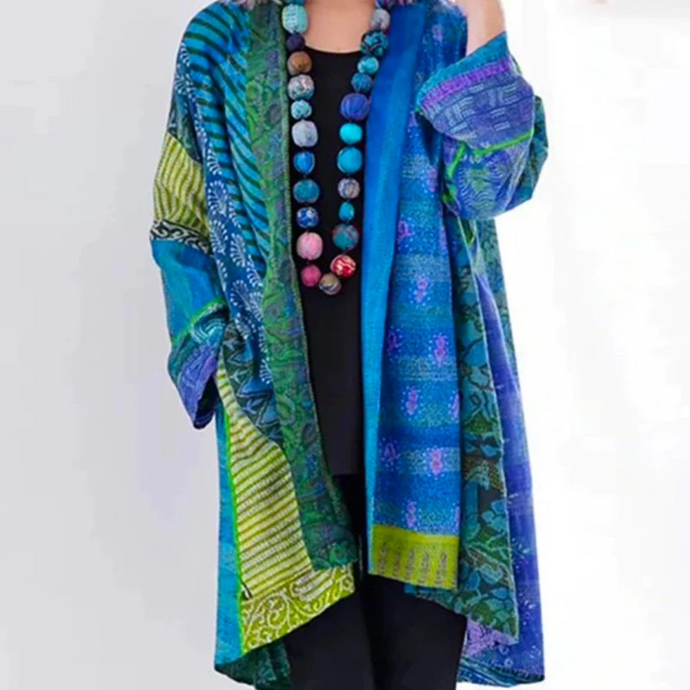 Kimono de mujer estampado exótico largo fluido - Vestiria