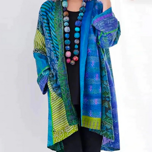 Kimono de mujer estampado exótico largo fluido - Vestiria