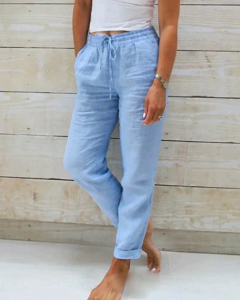 Pantalón Lino Femenino Estilo Clásico