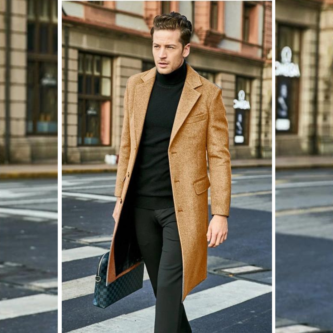 Abrigo Hombre Largo Elegante Invierno