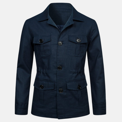 Chaqueta Hombre Clásica con Bolsillos y Cierre Botones