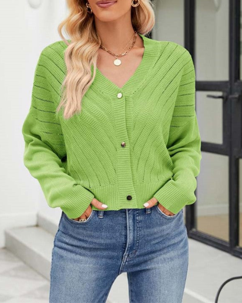 Chaqueta de punto cómoda cuello en V