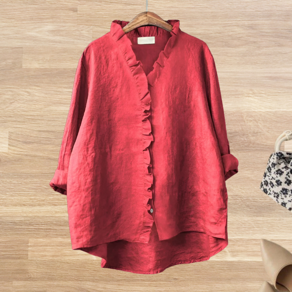 Blusa Ligera con Volantes Femenina LYANA