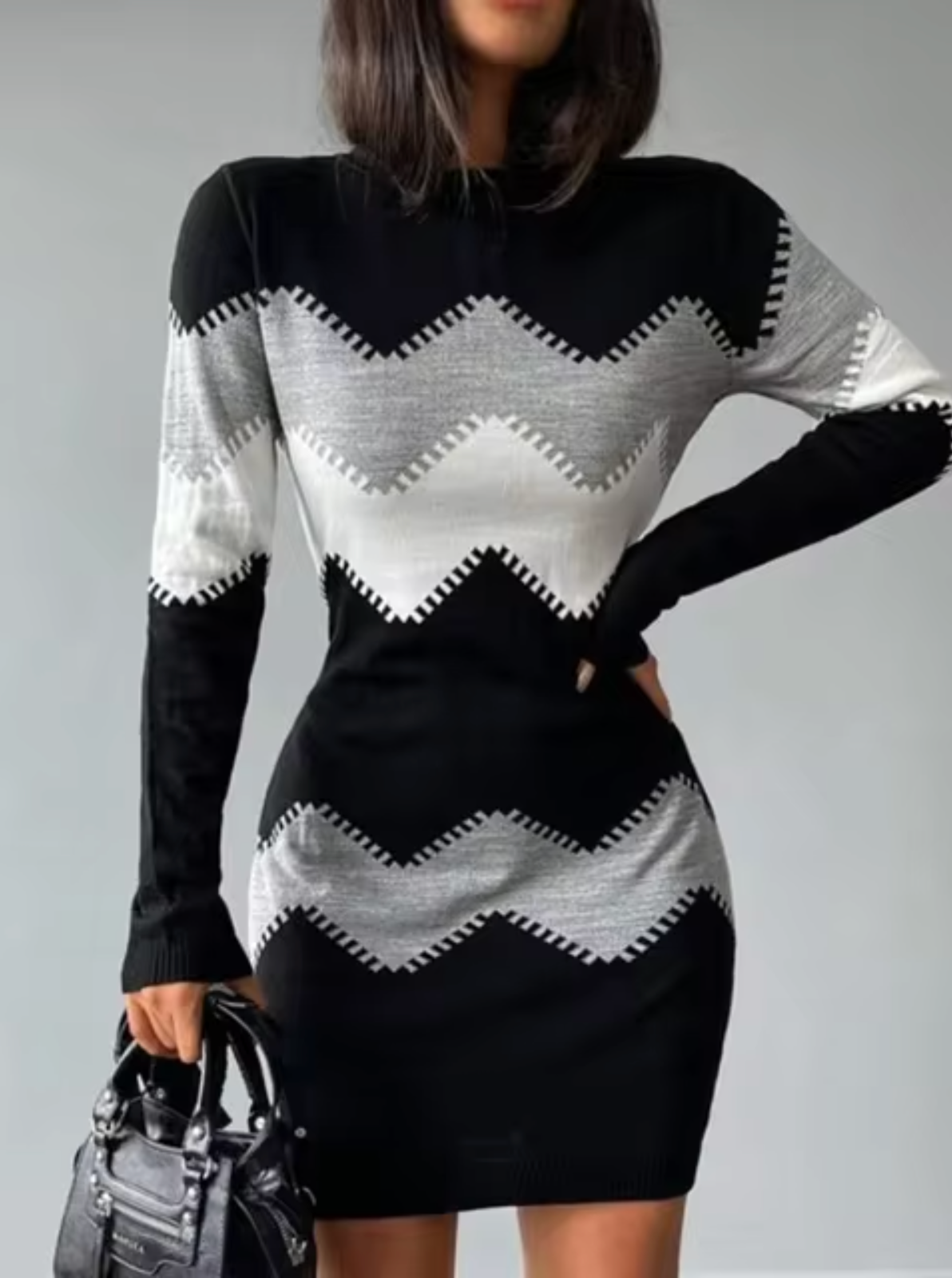 Vestido de punto cálido con mangas largas mujer - Vestiria