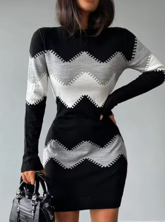 Vestido de punto cálido con mangas largas mujer - Vestiria