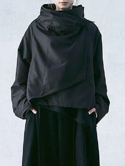 Top manga larga cuello alto suave algodón - Vestiria