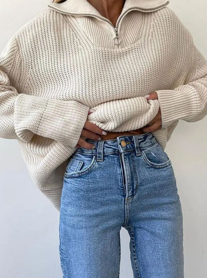 Sudadera de Punto Cuello Alto con Cremallera - Vestiria