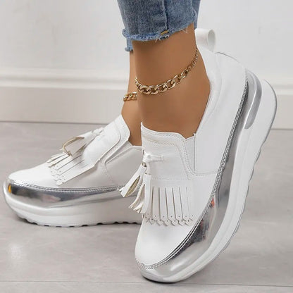 Zapatillas Mujer Plataforma Flecos Estilo Boho - Vestiria