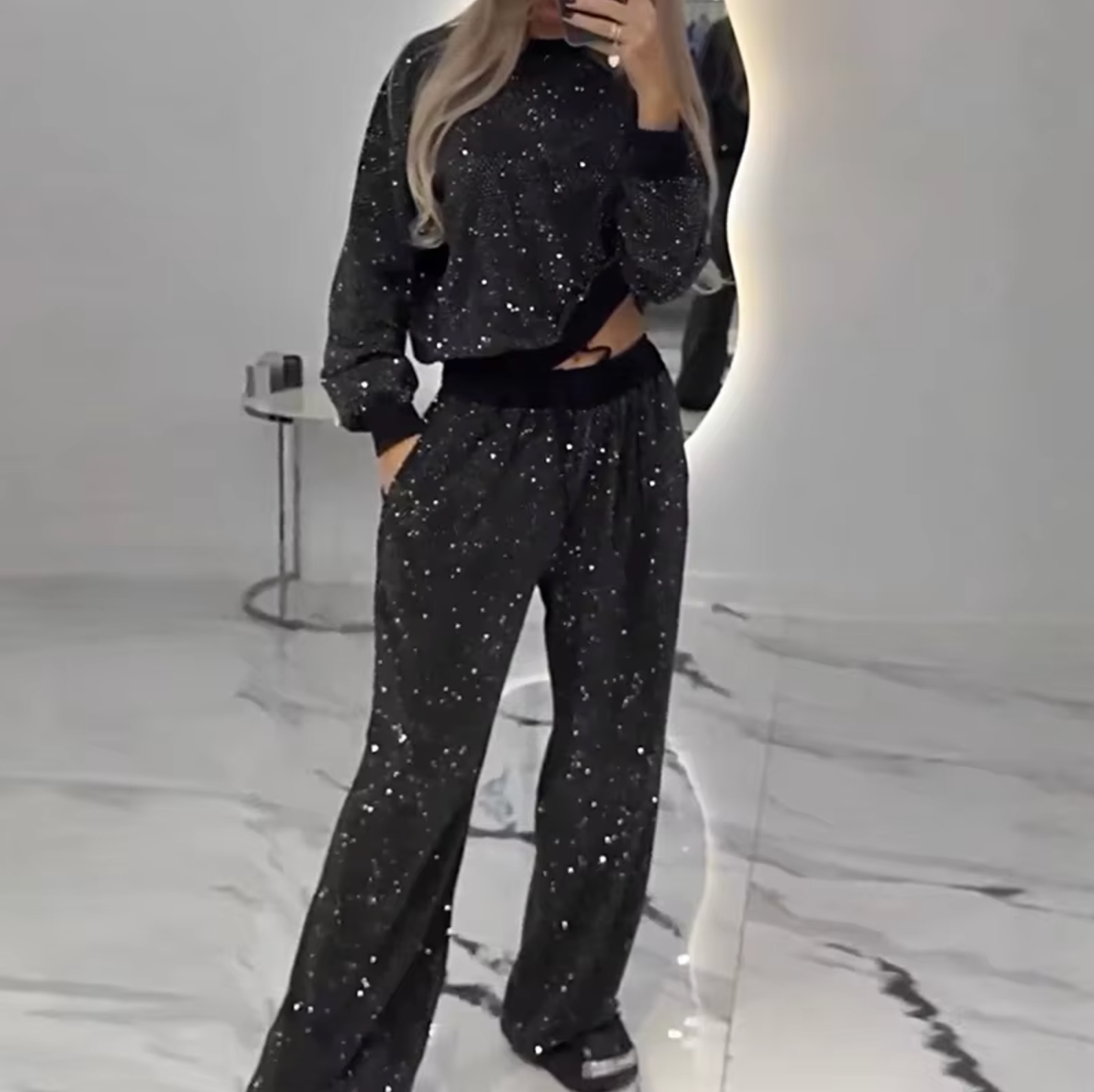 Conjunto de Jersey y Pantalón Brillante - Vestiria