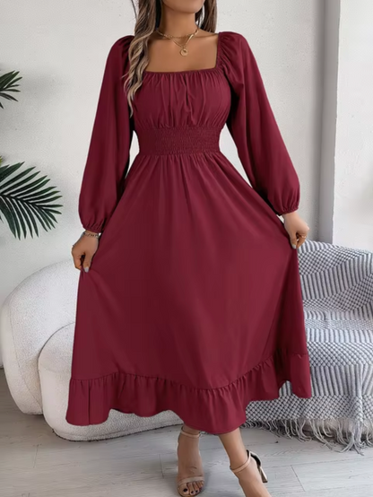 Vestido Mujer Cintura Alta con Mangas Voladas - Vestiria