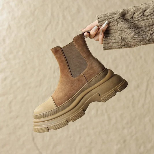 Botas Chelsea Mujer Ante Plataforma Alta - Vestiria