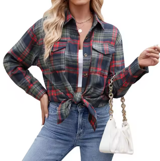 Camisa Cuadriculada Manga Larga Casual - Vestiria
