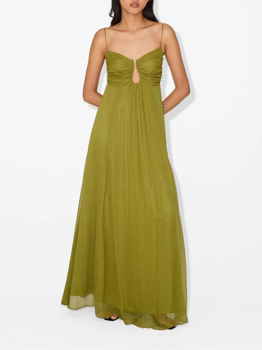 Vestido Largo Elegante con Escote Detalle en Cintura - Vestiria