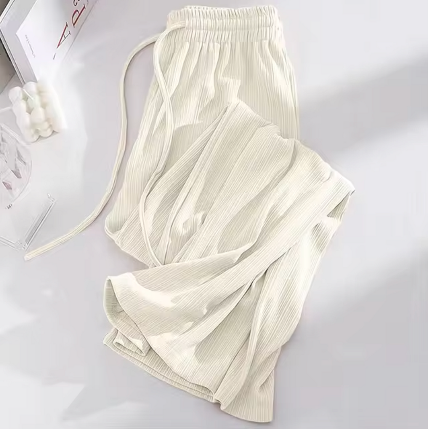 Pantalón Elegante de Seda Glaciar Alta Cintura - Vestiria