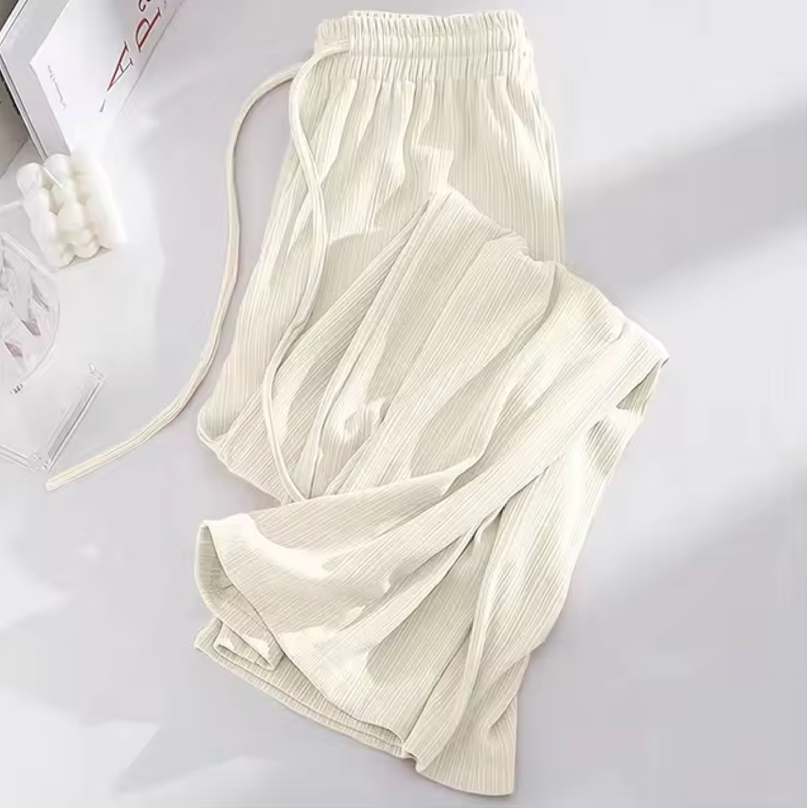 Pantalón Elegante de Seda Glaciar Alta Cintura - Vestiria