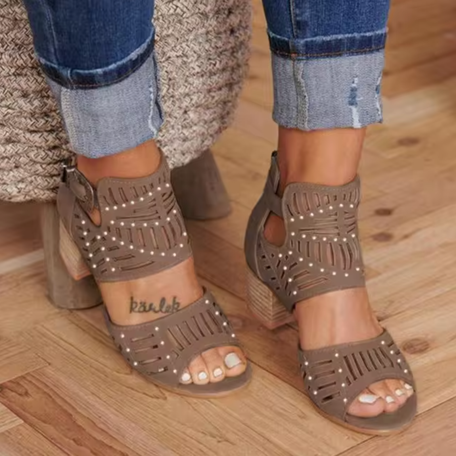 Sandalias de Tacón de Mujer con Tiras - Vestiria