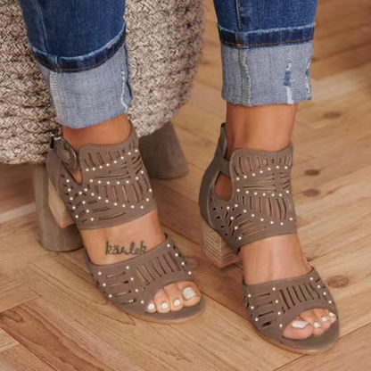 Sandalias de Tacón de Mujer con Tiras - Vestiria
