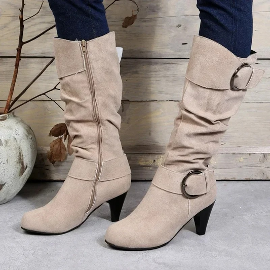 Botas Mujer Altas de Puntera Fina con Hebilla - Vestiria