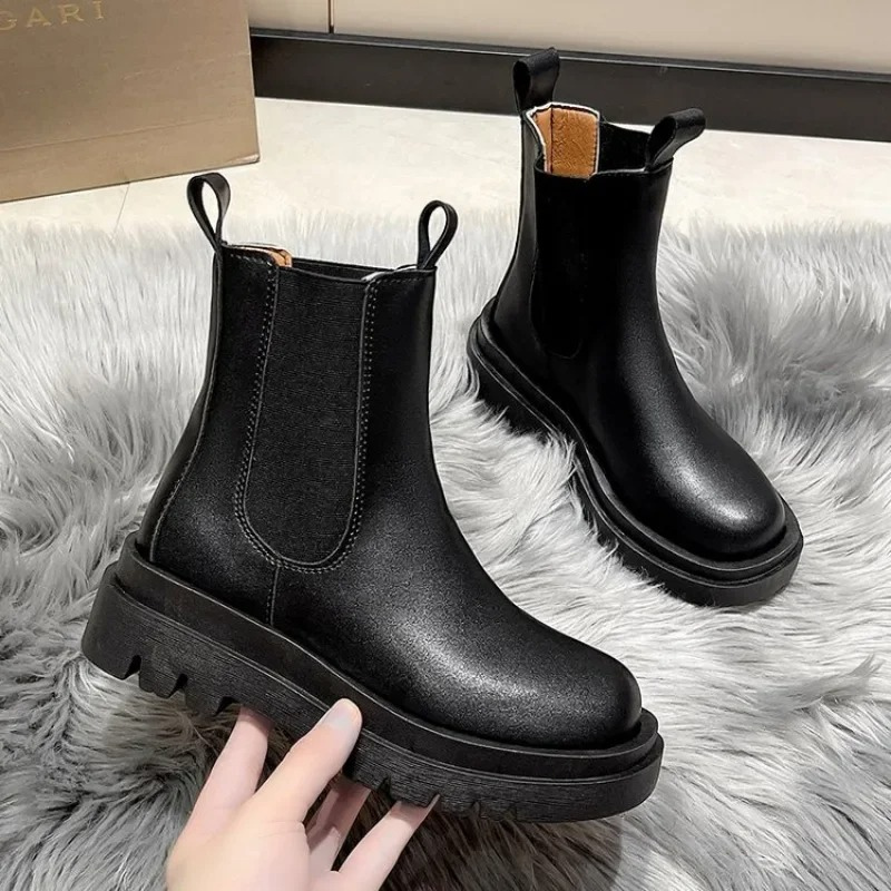 Botas Chelsea Mujer Cuero Genuino Suela Gruesa - Vestiria