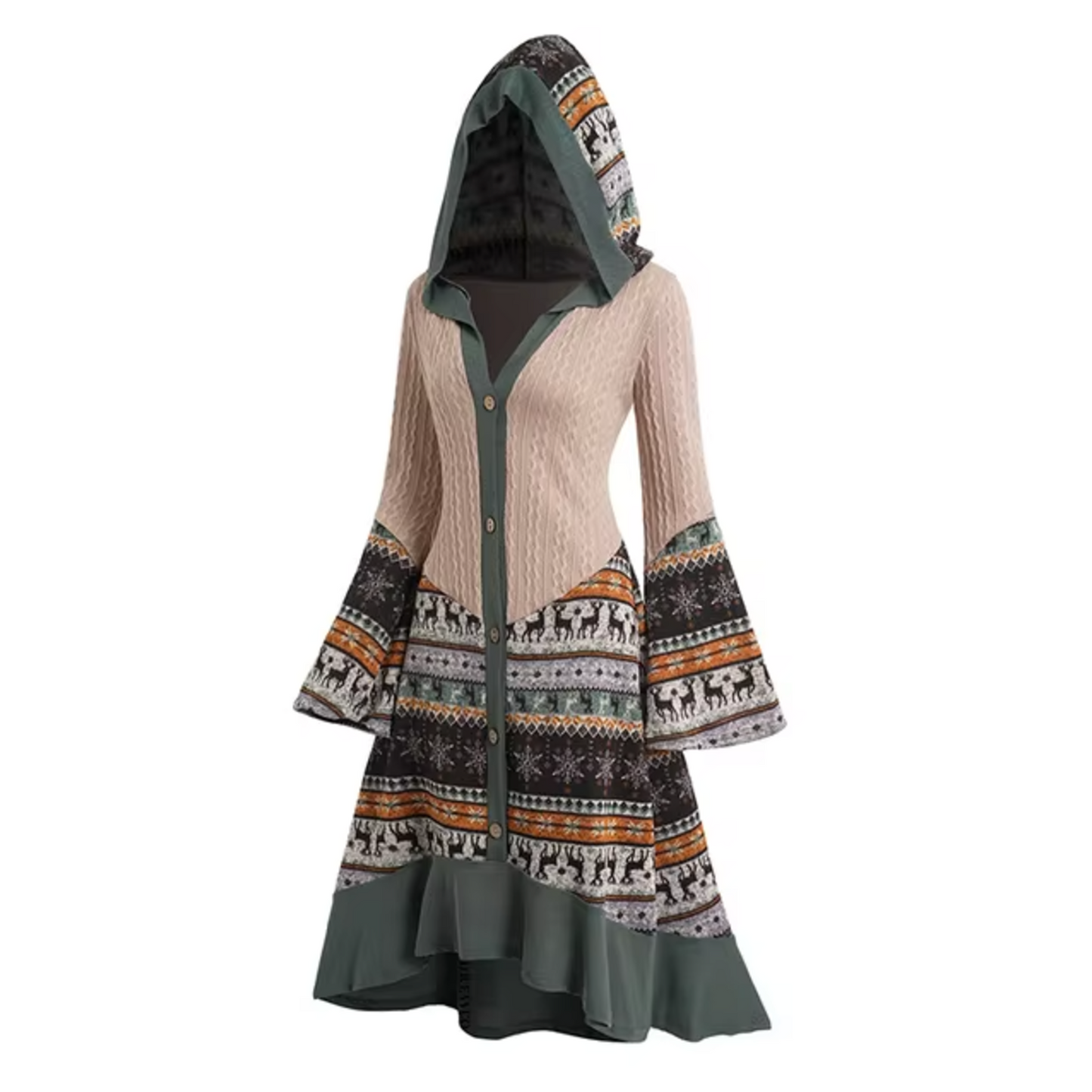 Vestido Capucha Mangas Amplias Mujer - Vestiria