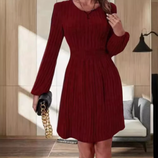 Vestido Mujer Punto Cuello Redondo Elegante - Vestiria