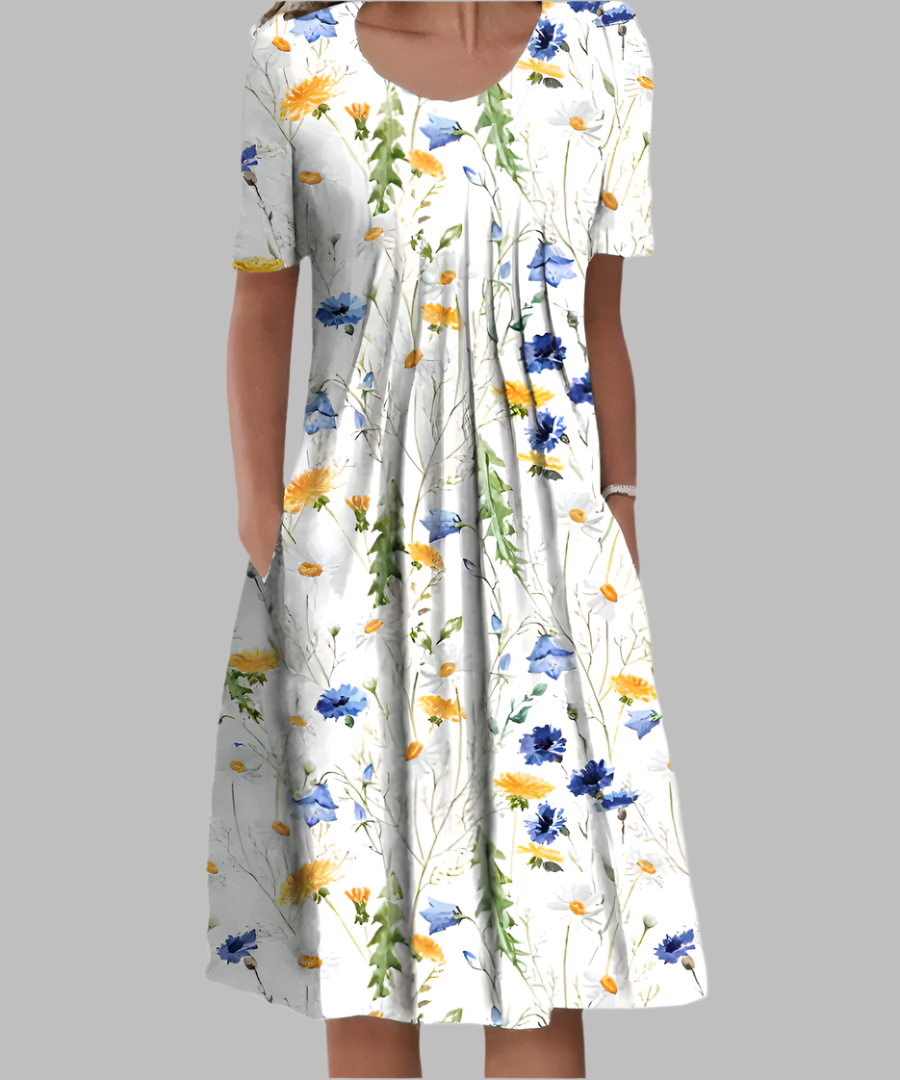 Vestido Largo Floral Elegante con Escote en V