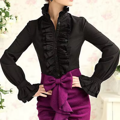 Blusa de Mujer con Volantes y Manga Larga Elegante - Vestiria